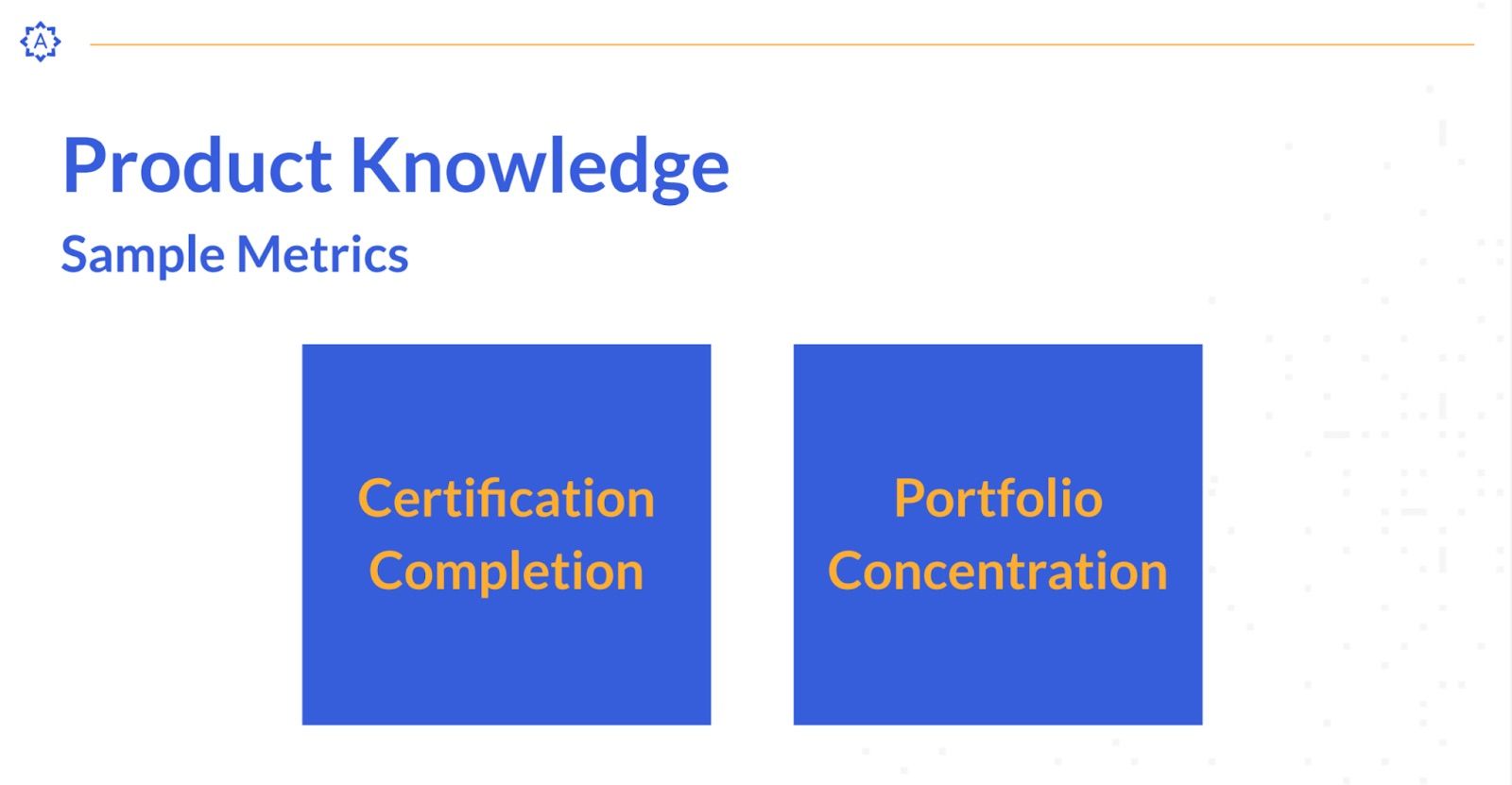 product knowledge - sample metrics