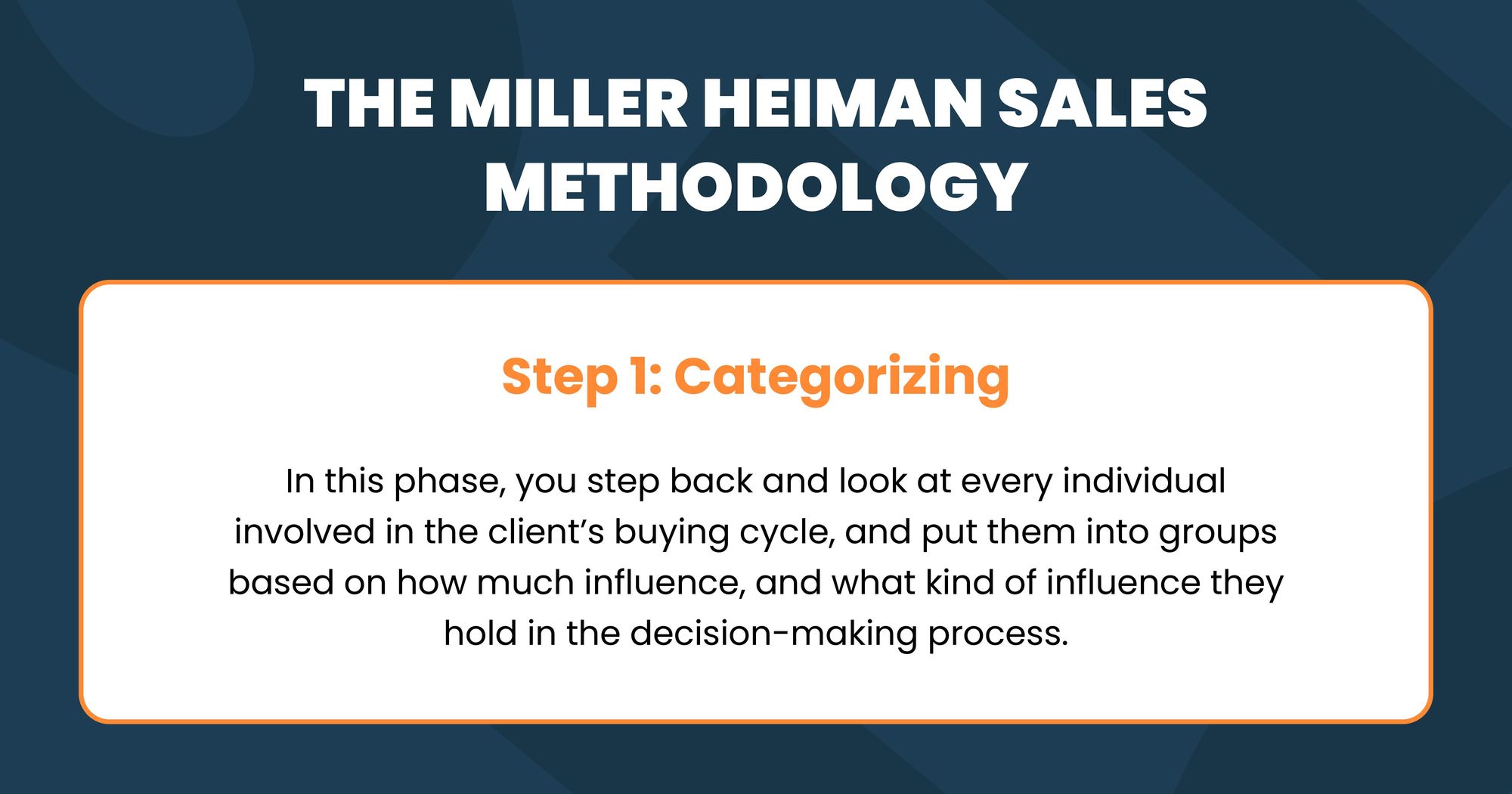 Miller He-man sales methodology step 1: categorizing