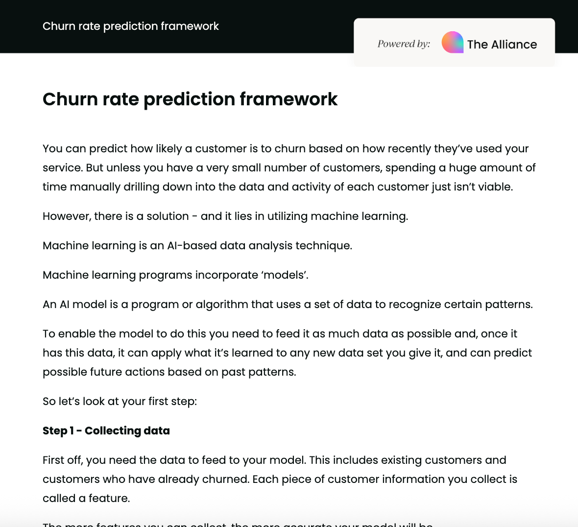 Churn rate prediction framework